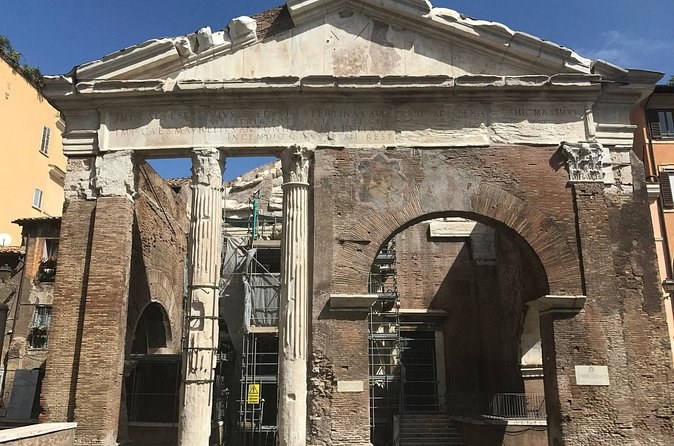 The Portico of Octavia, its brick arch and columns on the edge of the Jewish Ghetto